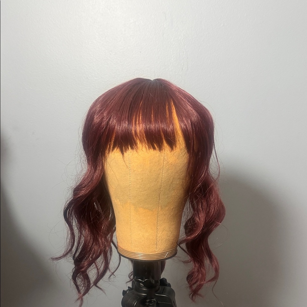 Elegant Burgundy Wavy Wig topper